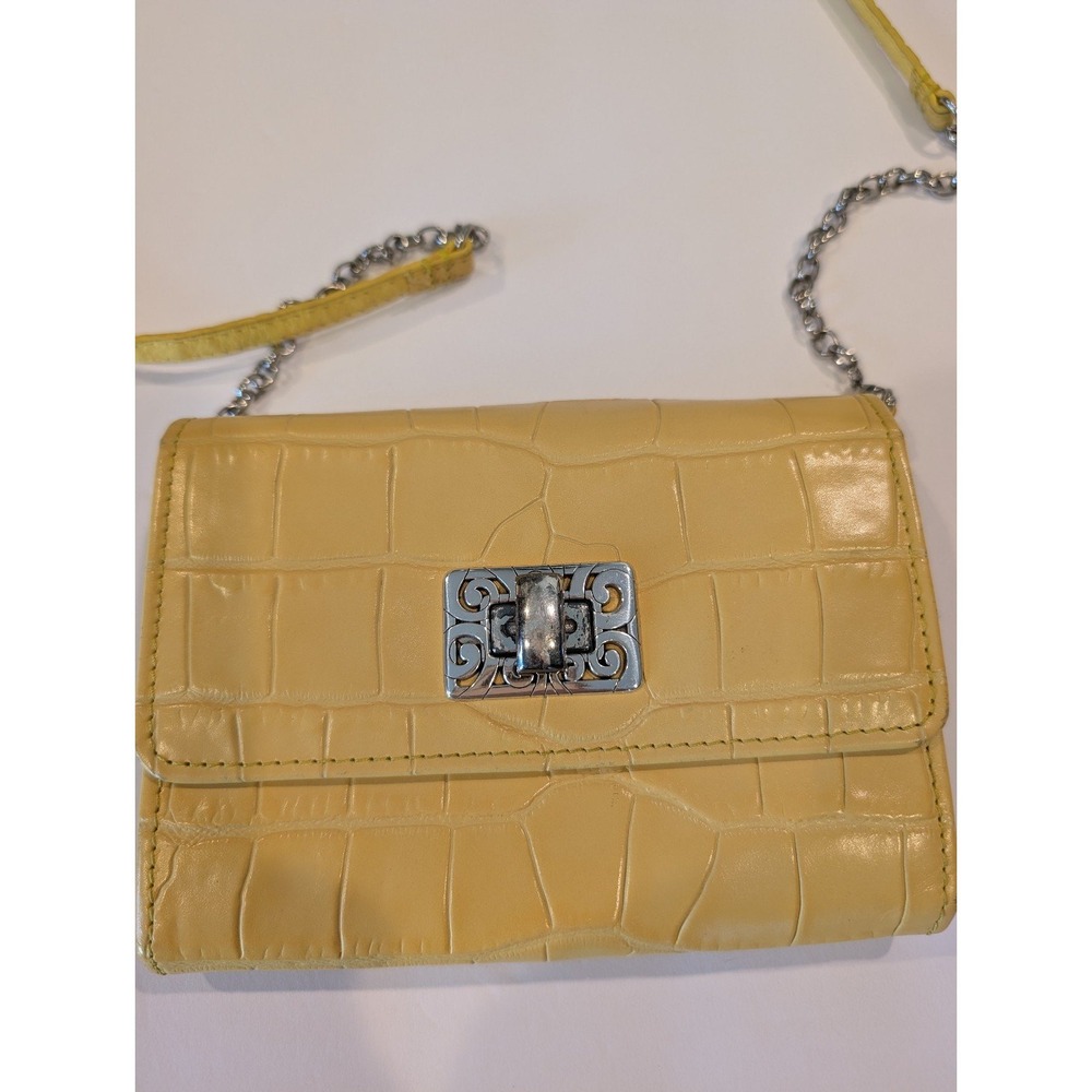 Brighton Mingle Envelope Wallet Leather With Crossbody Strap Yellow Medium Size